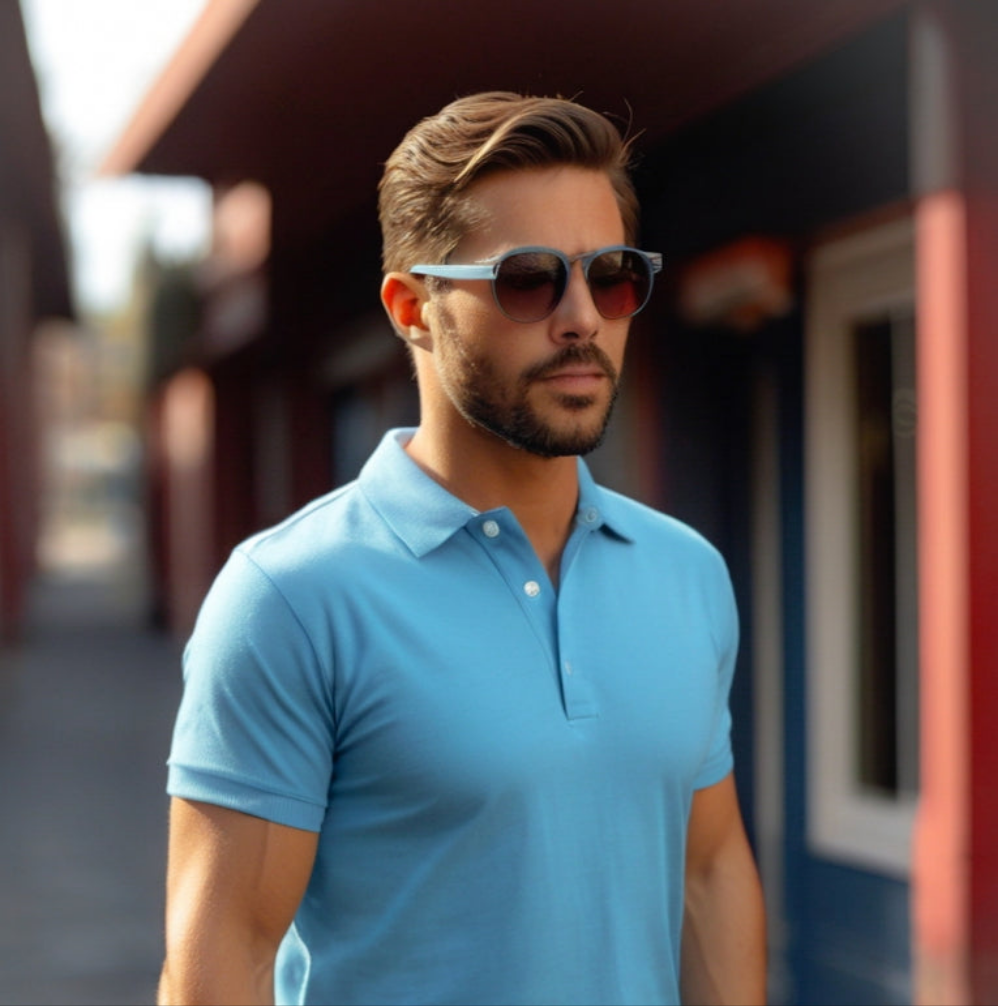 OCEAN BLUE POLO T-SHIRT