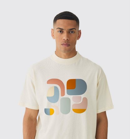 Abstract printed off-white 220GSM oversized t-shirt