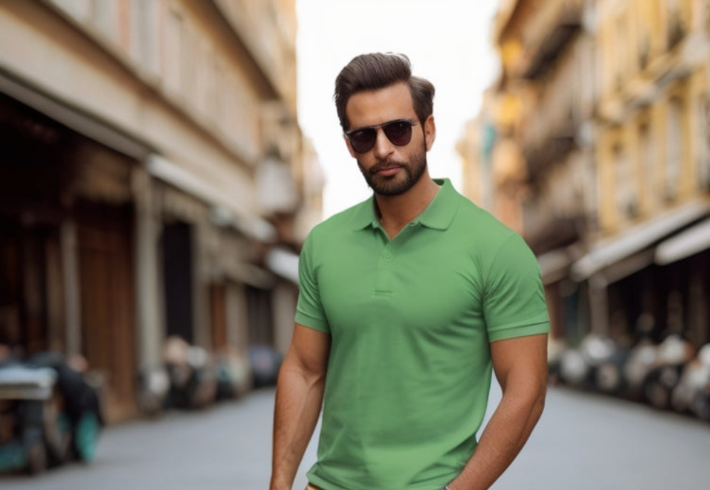 SAGA GREEN POLO T-SHIRT