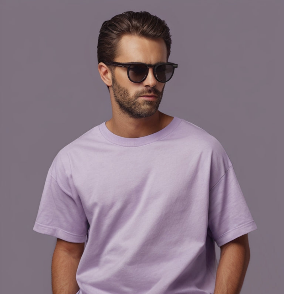 180GSM LILAC OVERSIZED ROUND NECK T-SHIRT