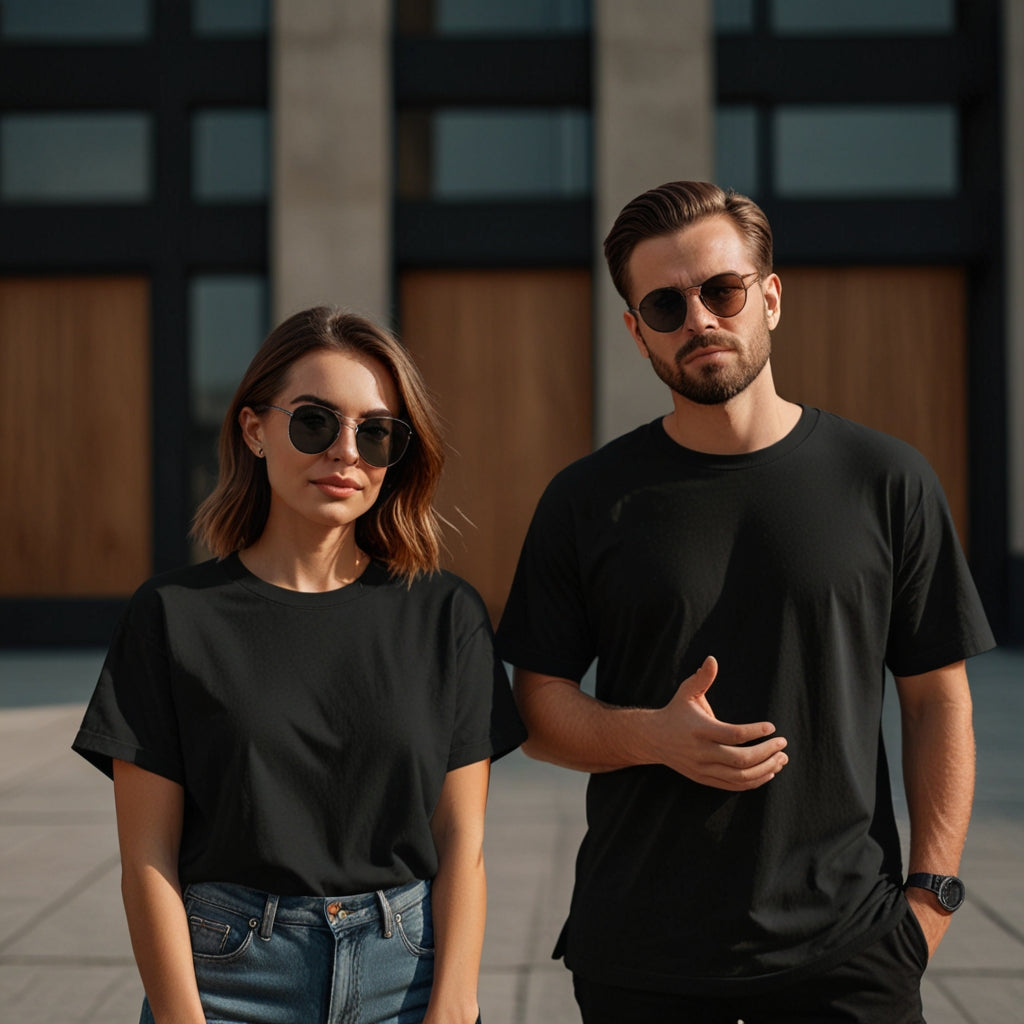 220GSM BLACK OVERSIZED ROUND NECKT-SHIRT