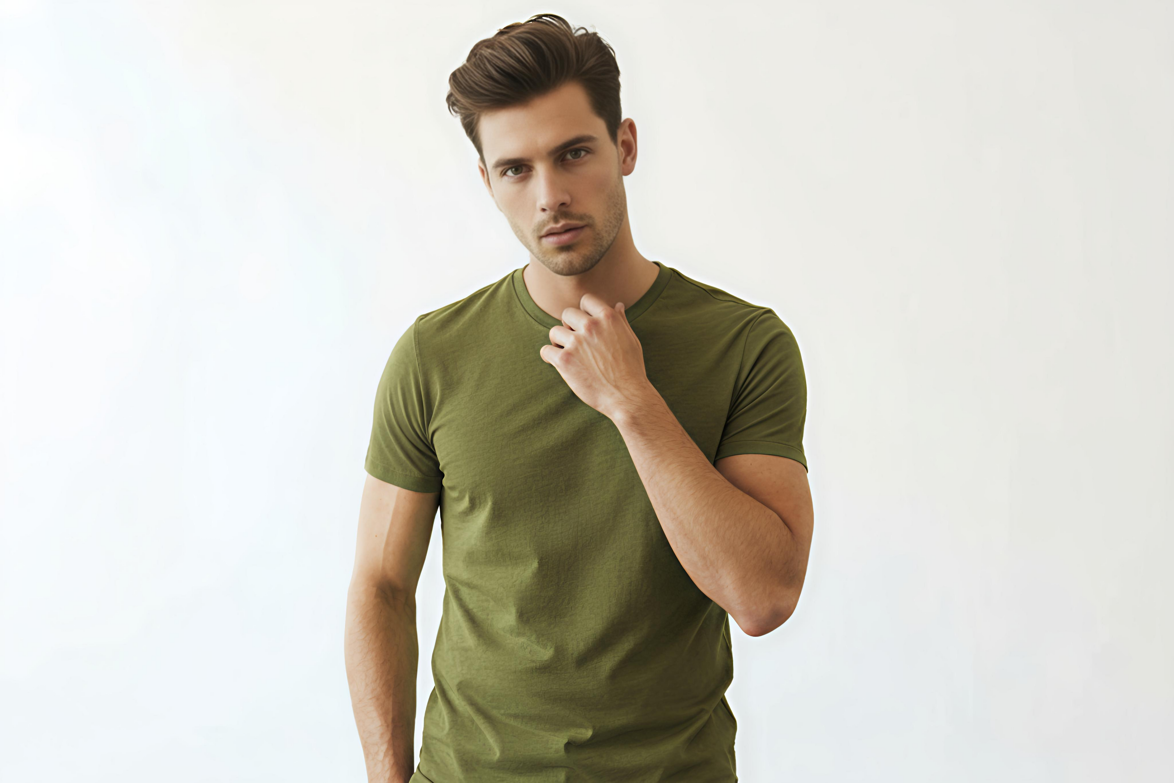 180GSM OLIVE GREEN ROUND NECK T-SHIRT