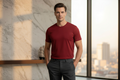180GSM MAROON ROUND NECK T-SHIRT