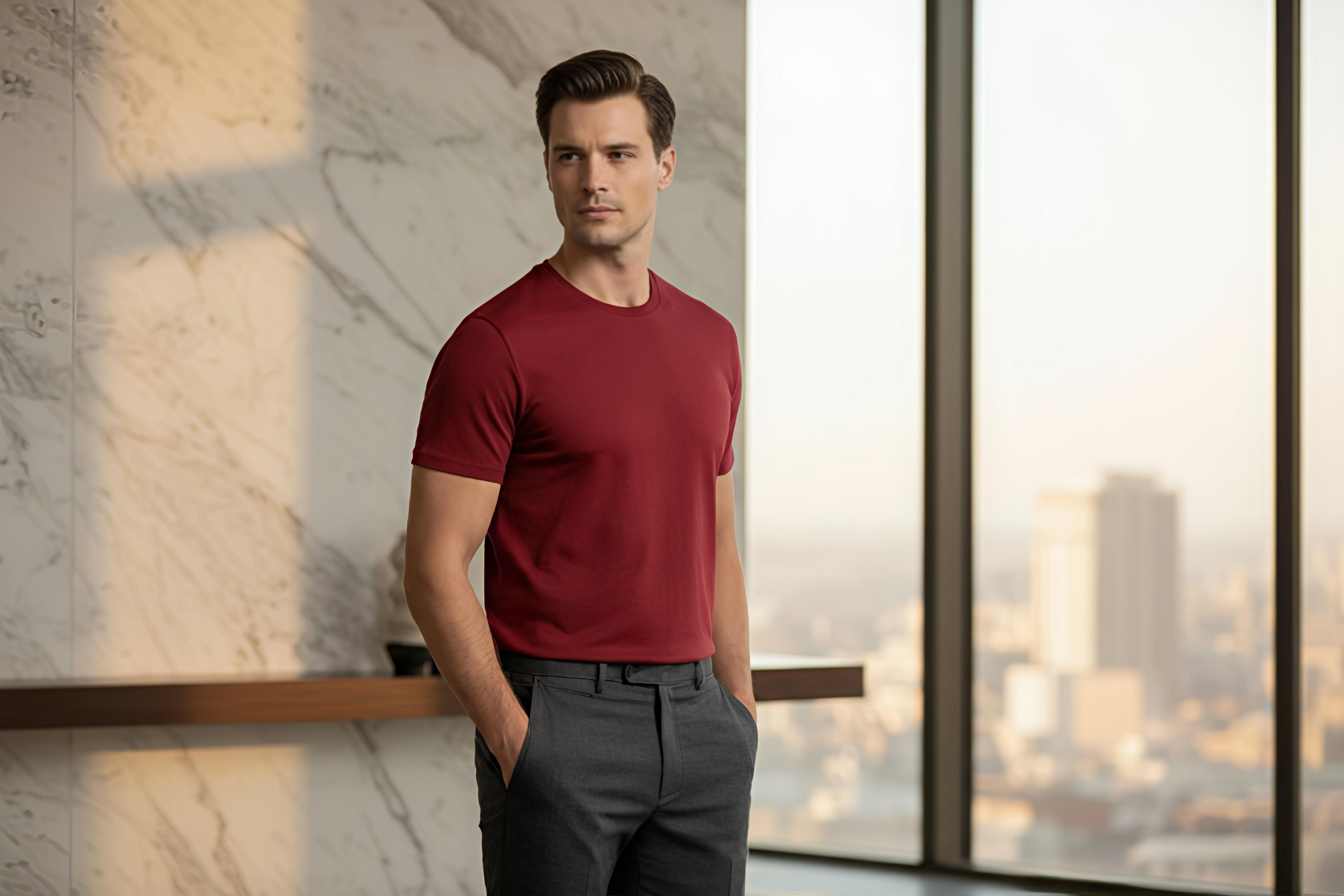 180GSM MAROON ROUND NECK T-SHIRT