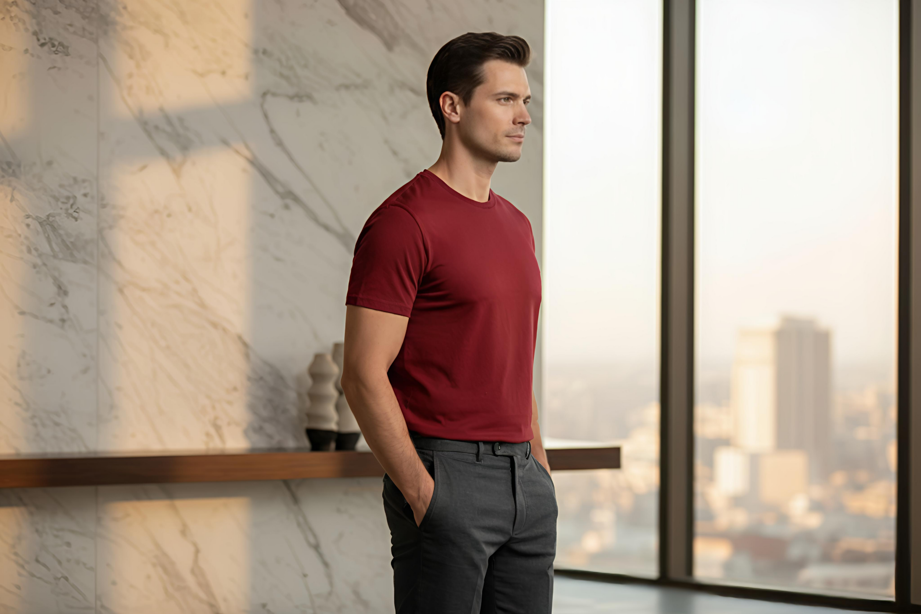 180GSM MAROON ROUND NECK T-SHIRT