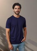 180GSM NAVY BLUE ROUND NECK T-SHIRT