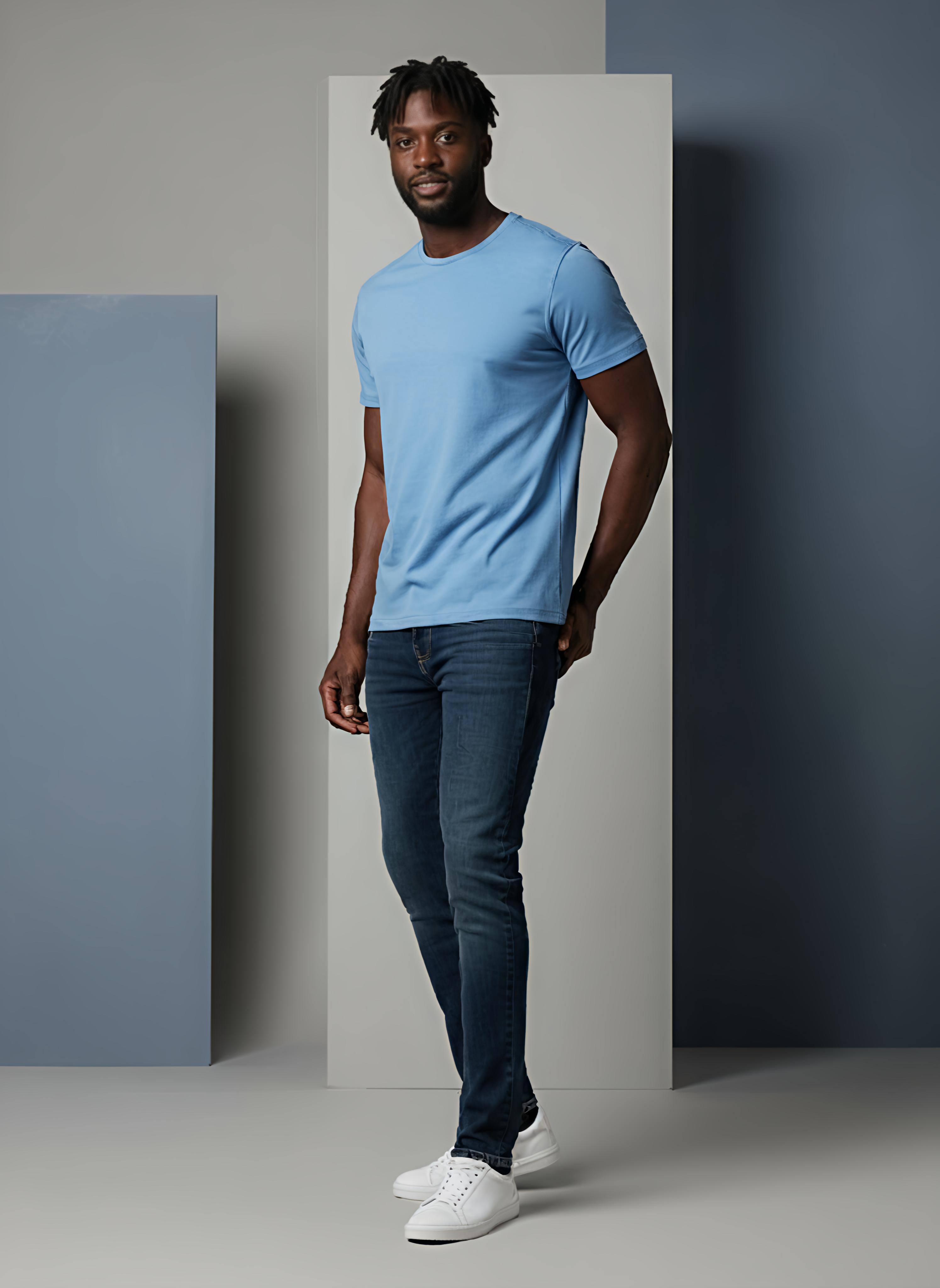 160GSM OCEAN BLUE ROUND NECK T-SHIRT