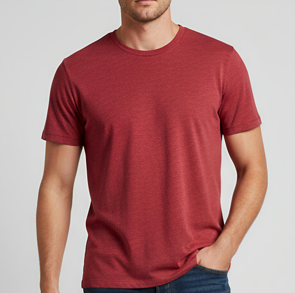 160GSM CARDINAL HTR ROUND NECK T-SHIRT