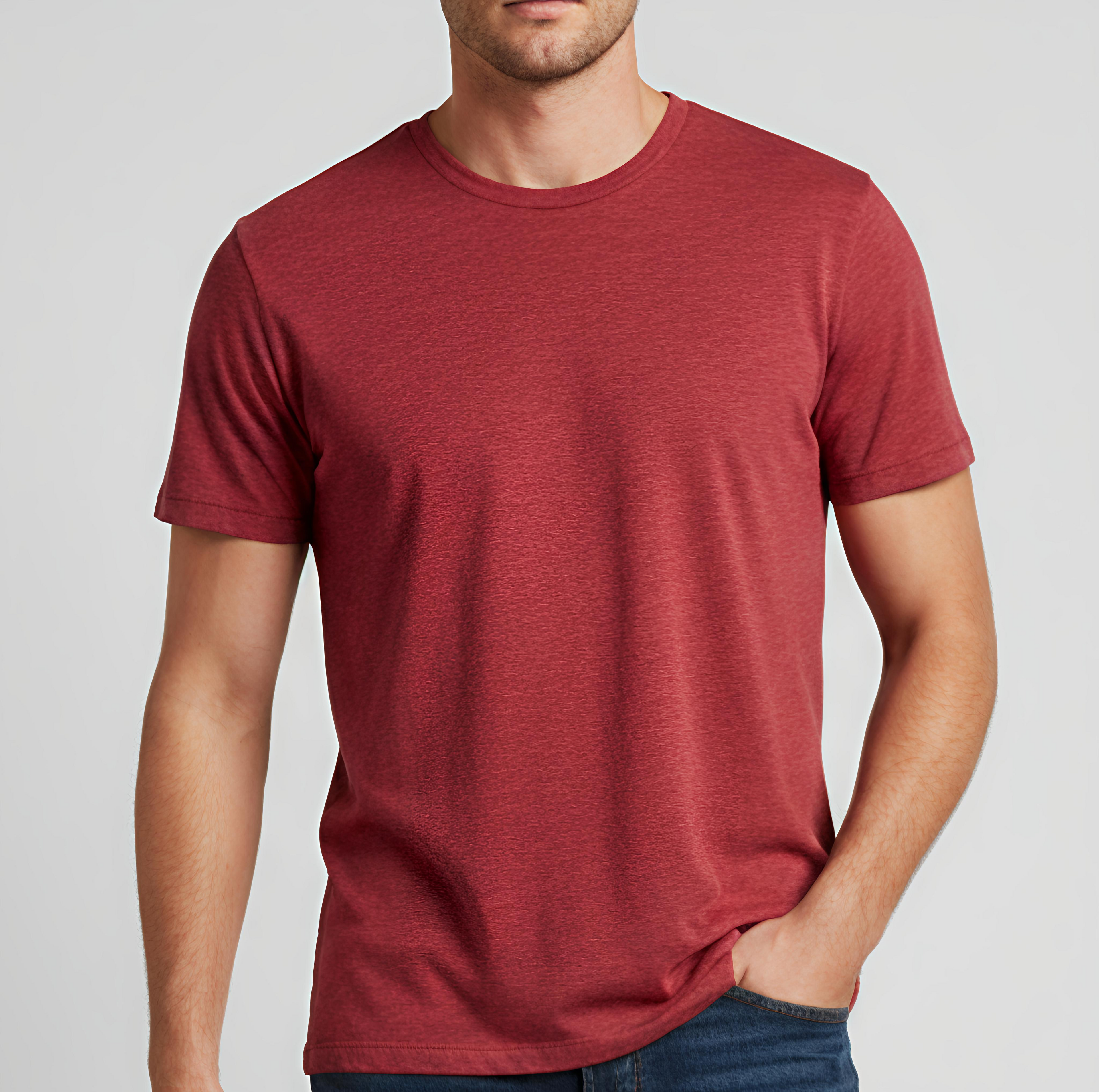 160GSM CARDINAL HTR ROUND NECK T-SHIRT