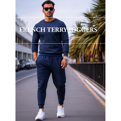 250 GSM FRENCH TERRY COTTON NAVY BLUE JOGGERS