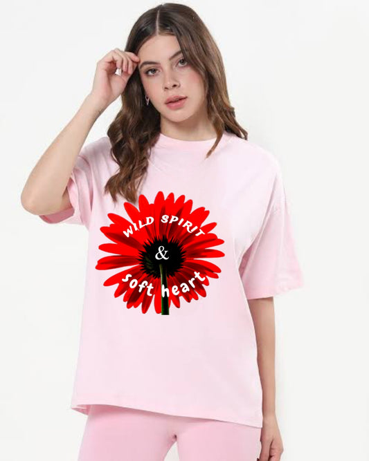 WILD SPIRIT & SOFT HEART oversized soft pink tshirt