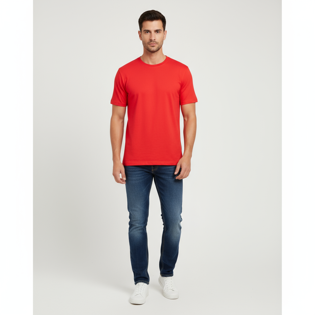 RED 160GSM ROUND NECK T-SHIRT