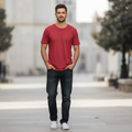 160GSM CARDINAL HTR ROUND NECK T-SHIRT