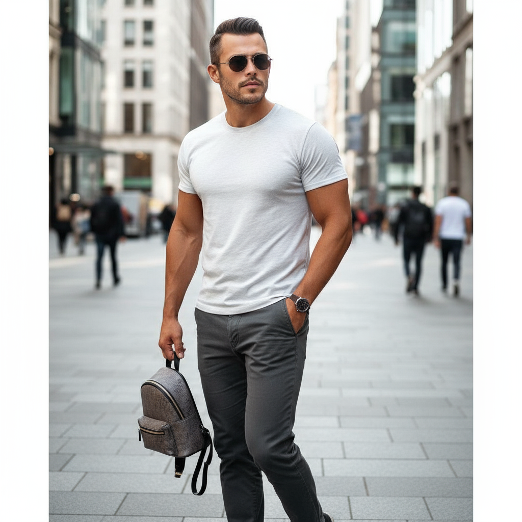 160GSM WHITE HTR ROUND NECK T-SHIRT