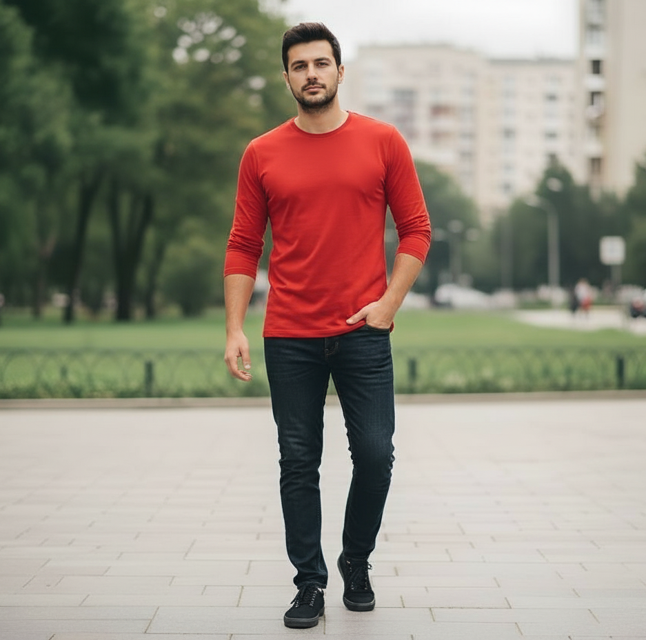 RED FULL SLEEVE 180GSM TSHIRT