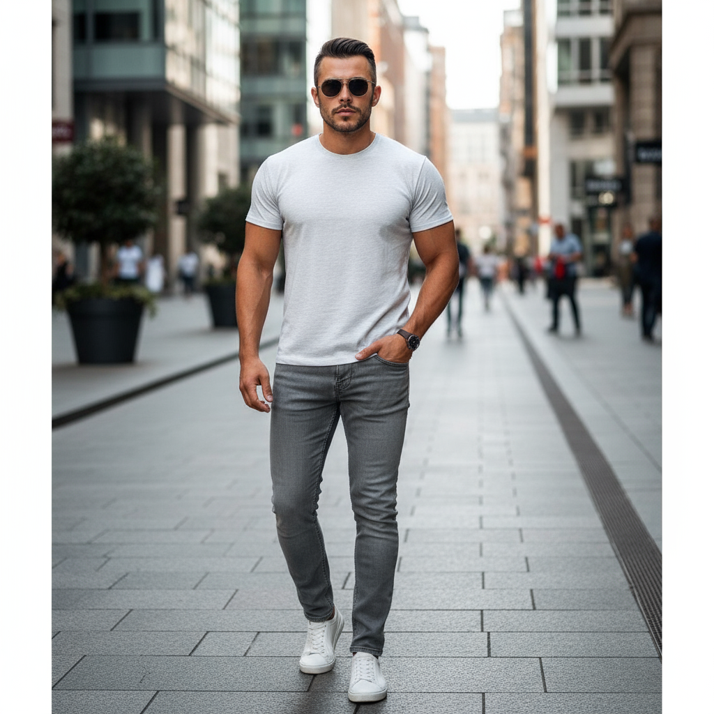 160GSM WHITE HTR ROUND NECK T-SHIRT