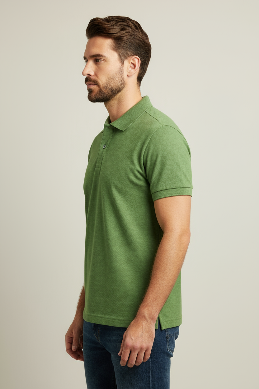 SAGA GREEN POLO T-SHIRT