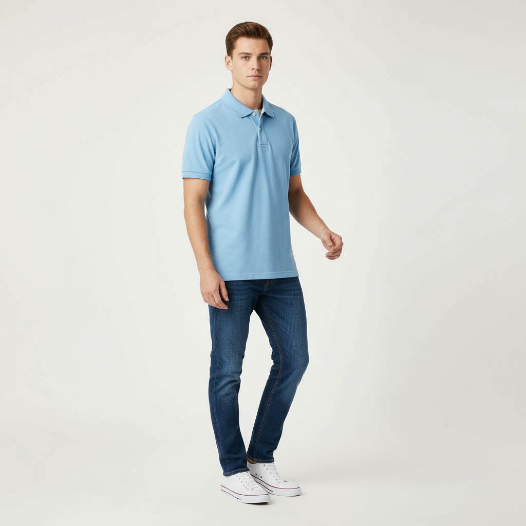 OCEAN BLUE POLO T-SHIRT