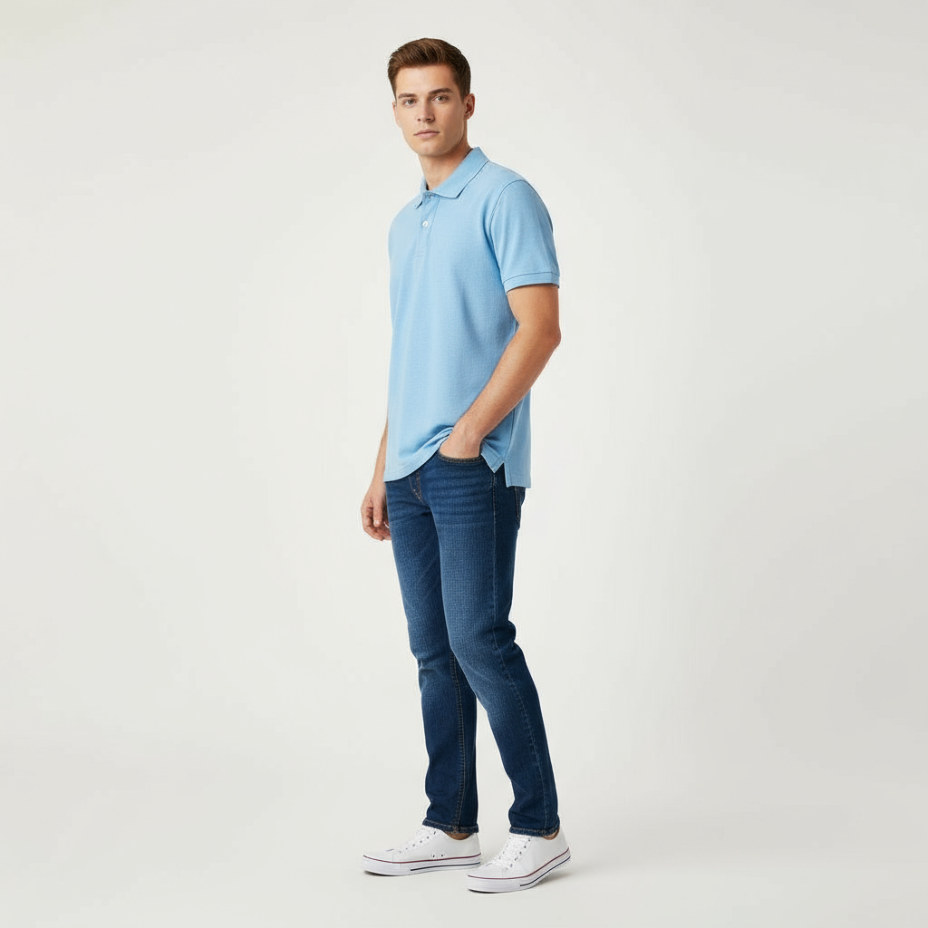 OCEAN BLUE POLO T-SHIRT