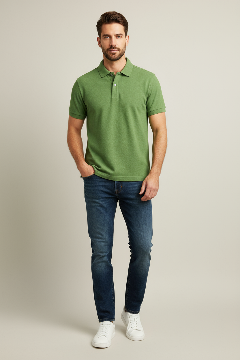 SAGA GREEN POLO T-SHIRT