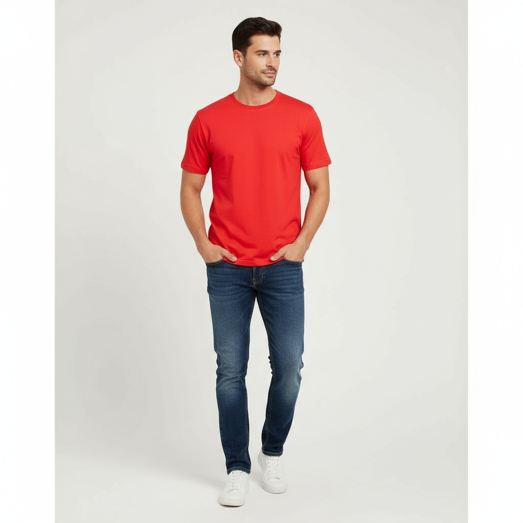 RED 160GSM ROUND NECK T-SHIRT