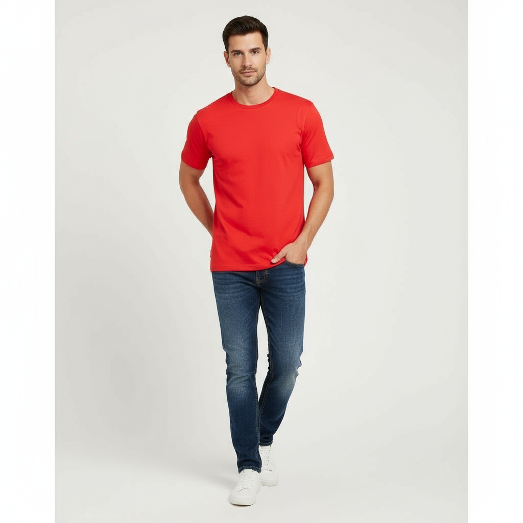 RED 160GSM ROUND NECK T-SHIRT