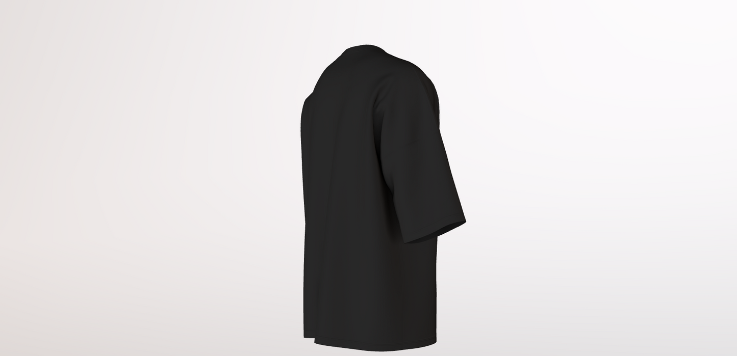 220GSM BLACK OVERSIZED ROUND NECKT-SHIRT