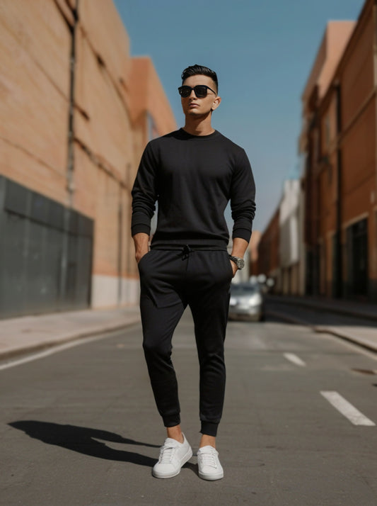 250 GSM FRENCH TERRY COTTON BLACK JOGGERS