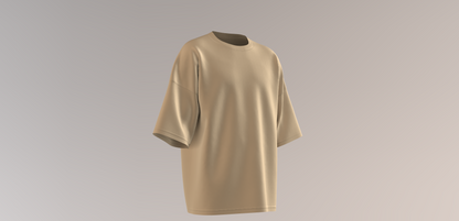 180GSM TAUPE OVERSIZED ROUND NECK T-SHIRT