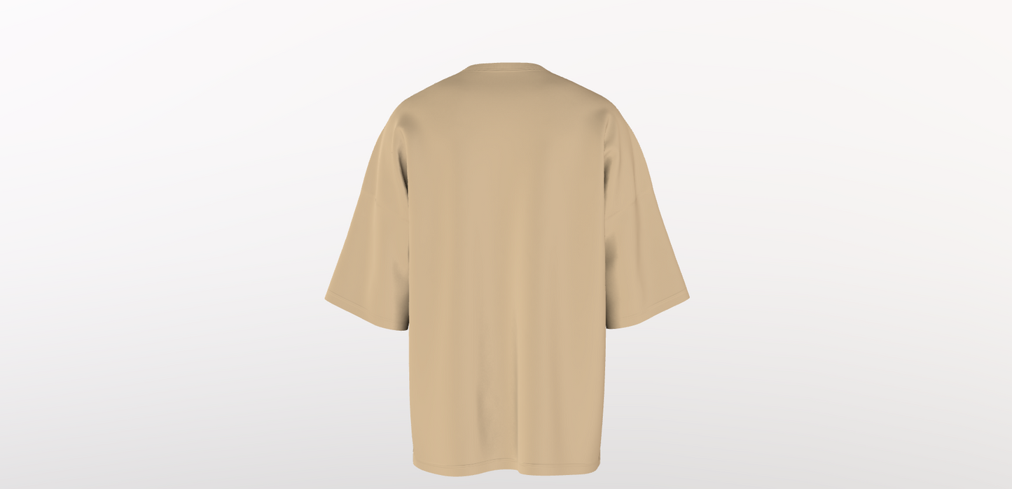 180GSM TAUPE OVERSIZED ROUND NECK T-SHIRT