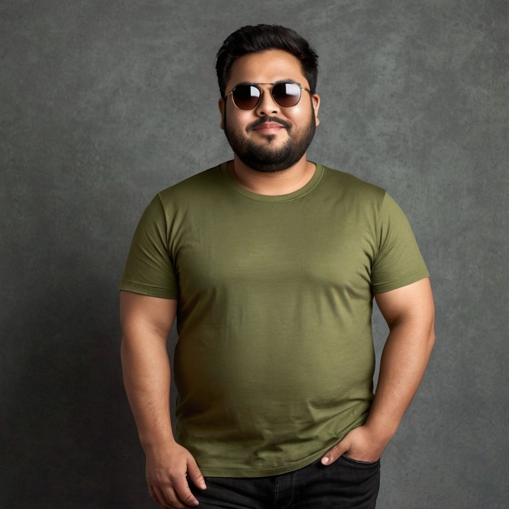 PLUS SIZE 160GSM OLIVE GREEN TSHIRT