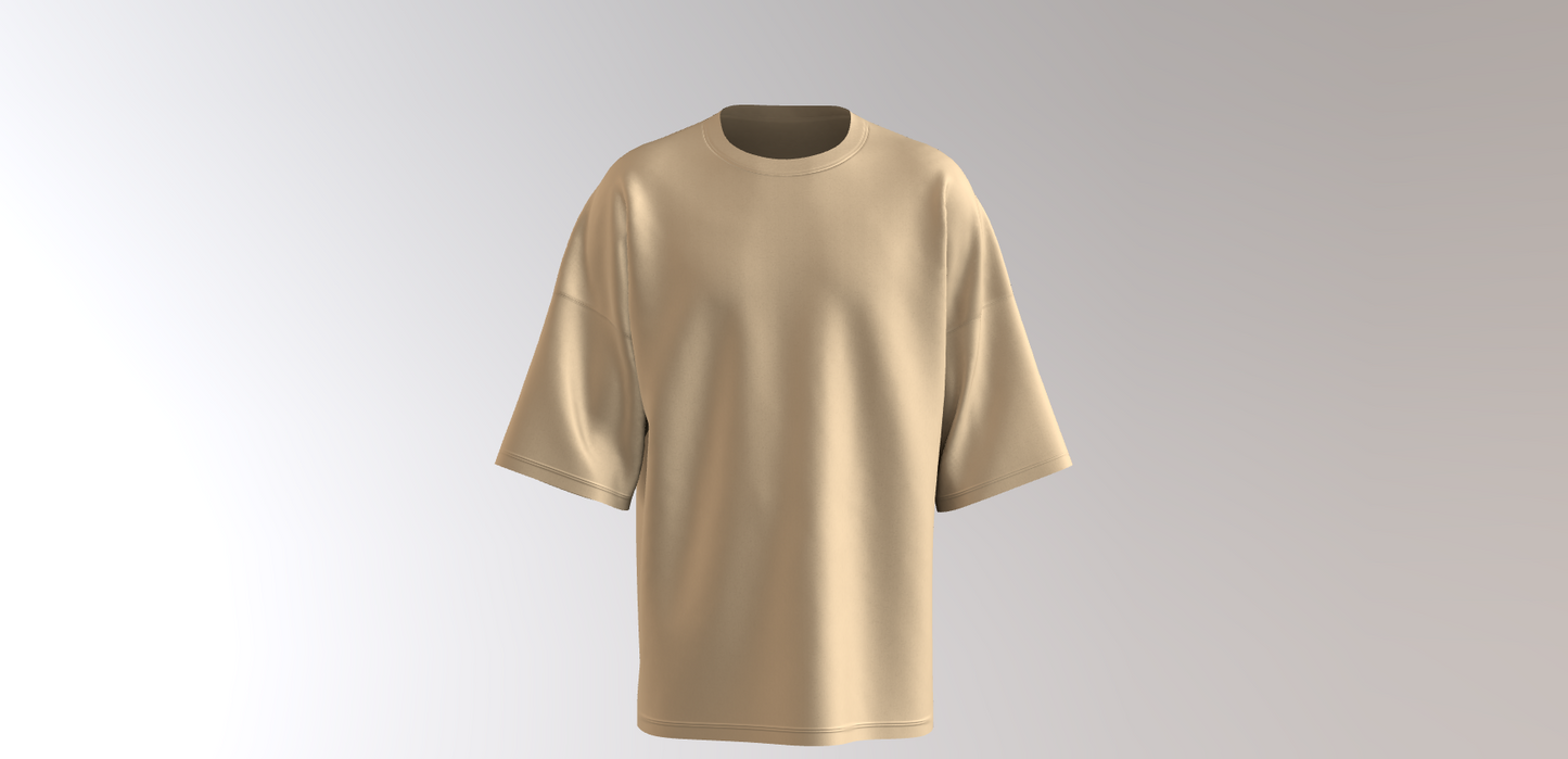 180GSM TAUPE OVERSIZED ROUND NECK T-SHIRT