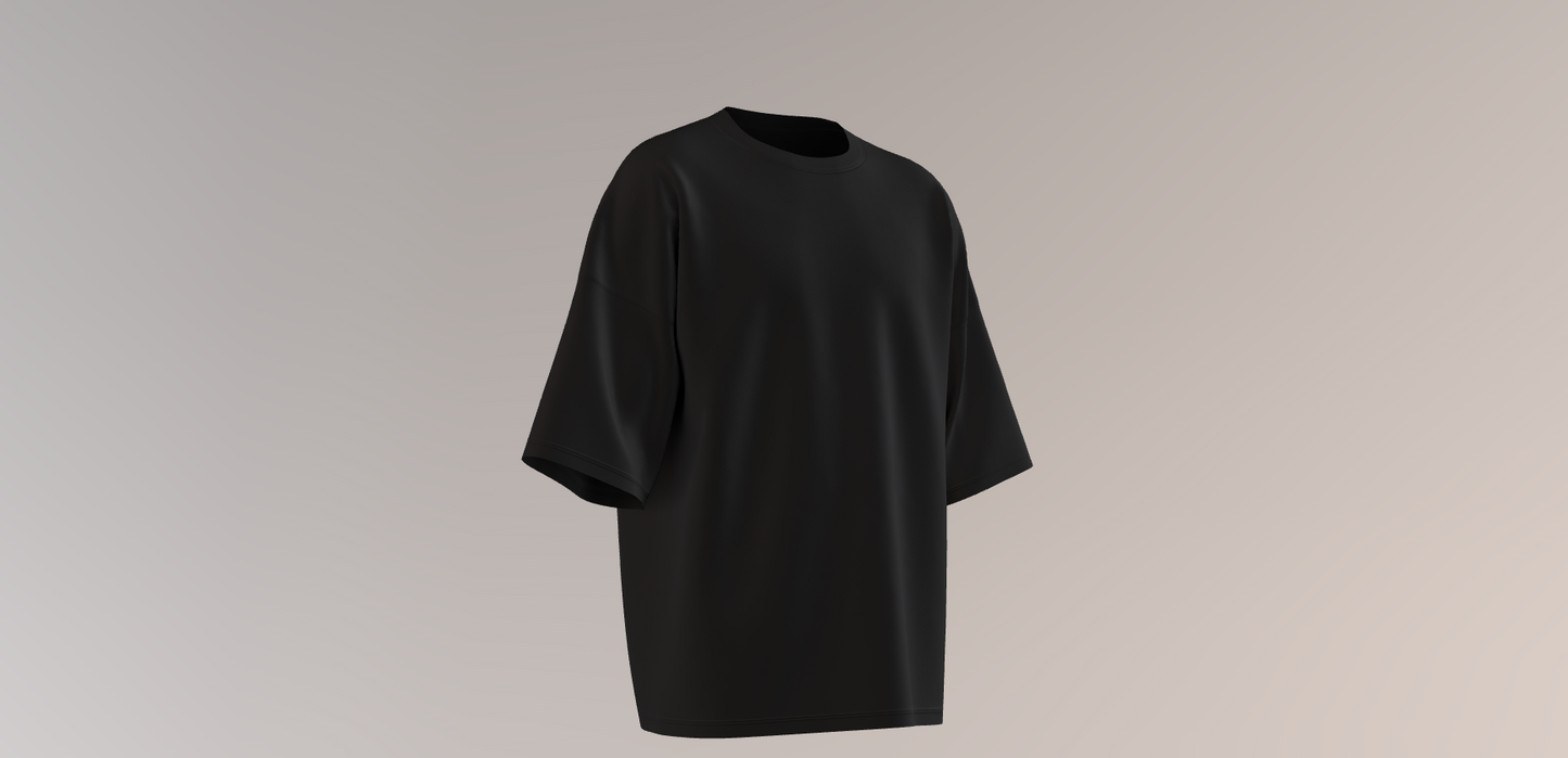 220GSM BLACK OVERSIZED ROUND NECKT-SHIRT