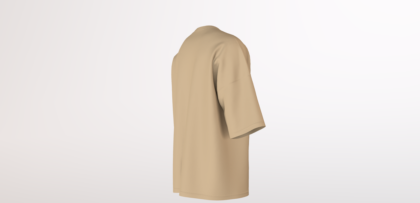 180GSM TAUPE OVERSIZED ROUND NECK T-SHIRT