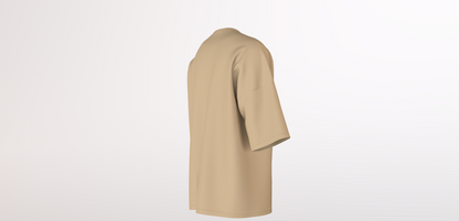 180GSM TAUPE OVERSIZED ROUND NECK T-SHIRT